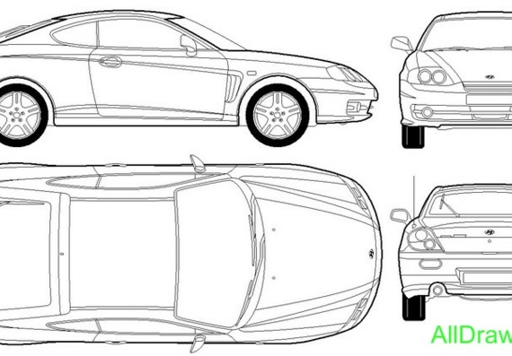 Hyundai Coupe (2002) (Хендай Купе (2002)) - чертежи (рисунки) автомобиля